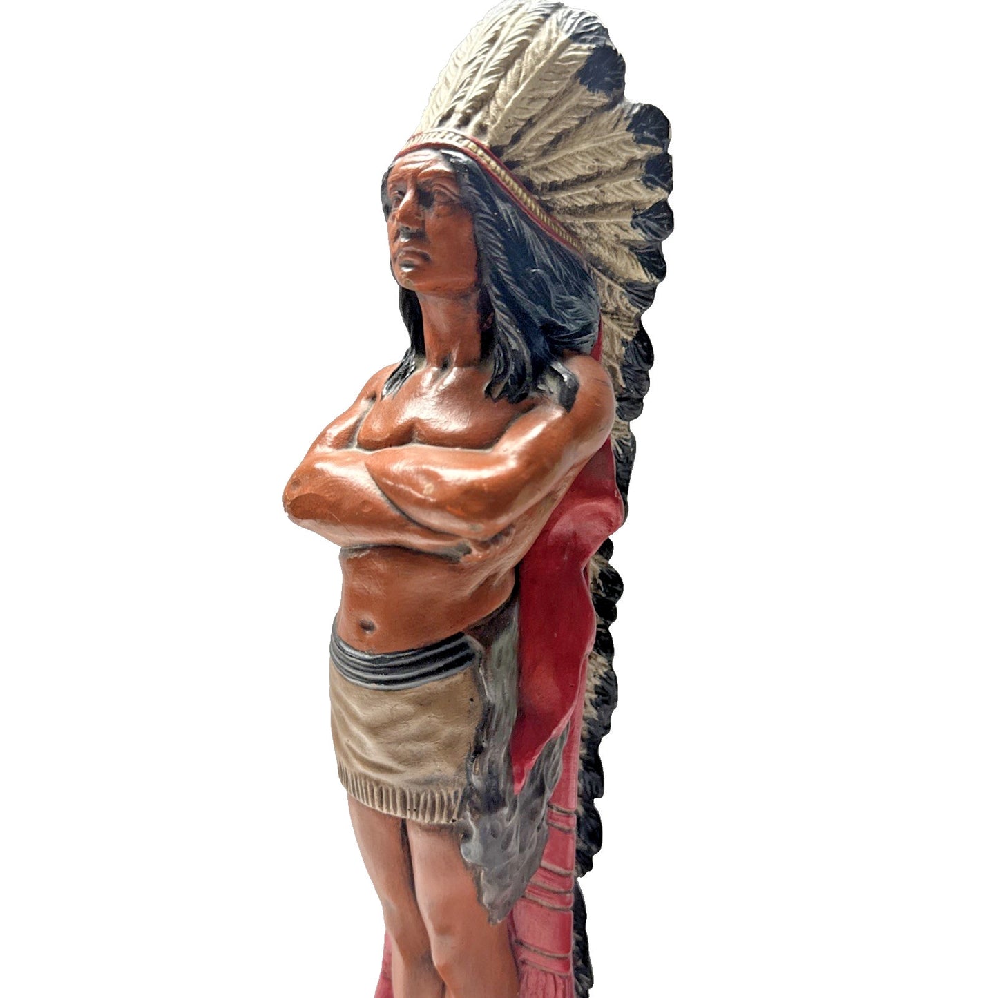 Vintage Native American Indian Chief Chalkware Cigar Store Statue Hand Painted