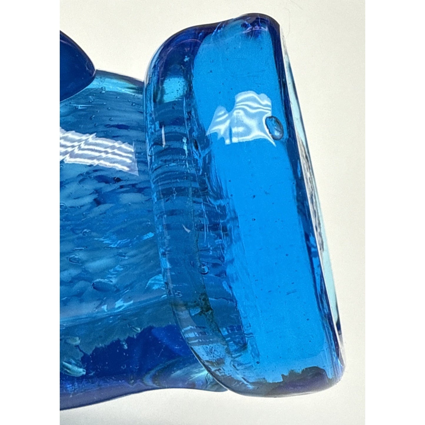 Vtg Altaglass Blue Mottled Layered Glass Cat Figurine Medicine Hat As-Is