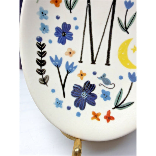 Anthropologie Amelia Herbertson Ceramic Floral Monogram M Footed Soap Dish