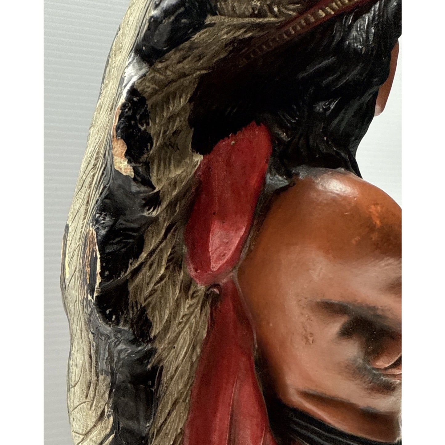 Vintage Native American Indian Chief Chalkware Cigar Store Statue Hand Painted