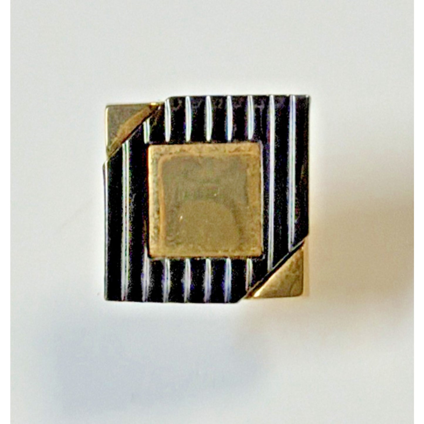 Vintage Pierre Cardin Square Black Lined Gold Tone Tie Bar Pin Tack