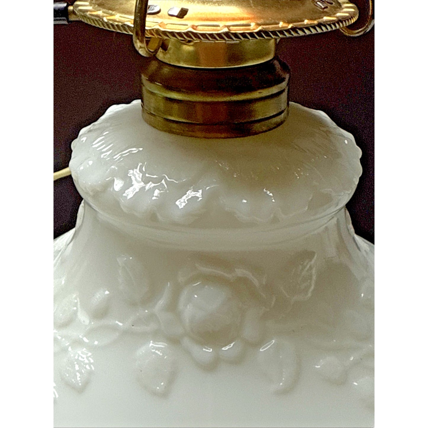 EAPG Dithridge Colonial OMN Rose Wreath Milk Glass Rose Wreath Lamp Base As-Is
