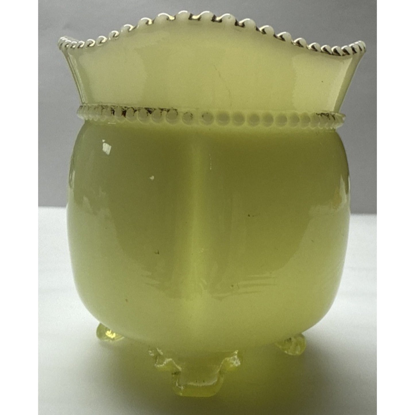 EAPG Tarentum Glass Georgia Gem Opaque Custard Toothpick Matchstick Holder Bead