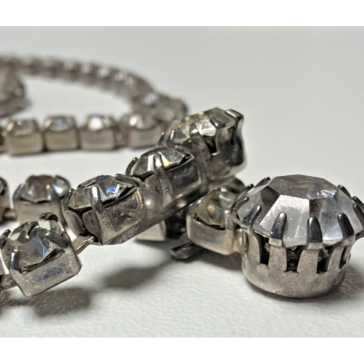 Vtg Rhinestone Tennis Cup Chain Necklace Belt Silver Tone Endless Opera Flapper