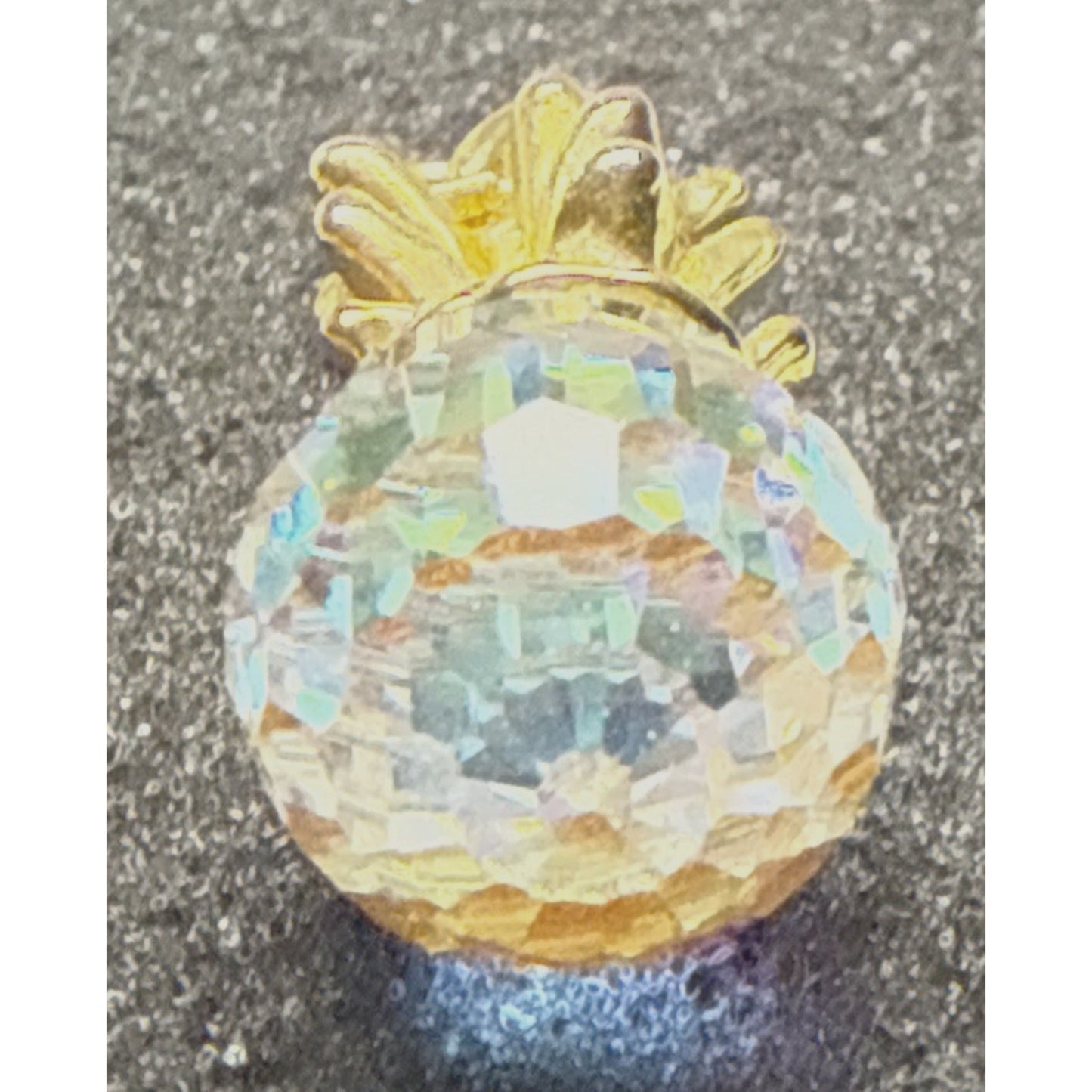 Vintage Set Faceted Crystal Pineapple Earrings and Pendant Charm As Is