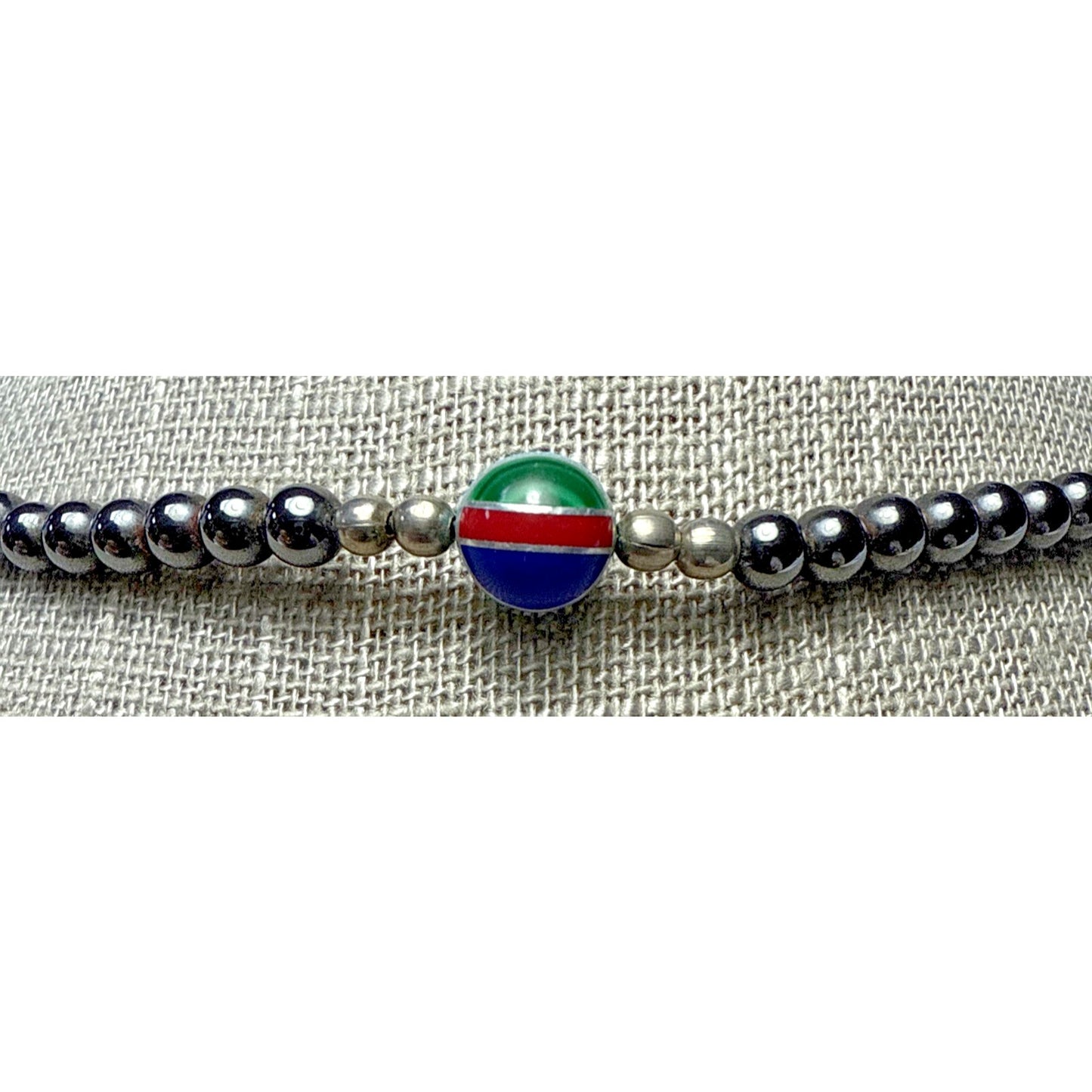 Navajo Pearl Hematite Sterling Silver Inlay Beaded Necklace
