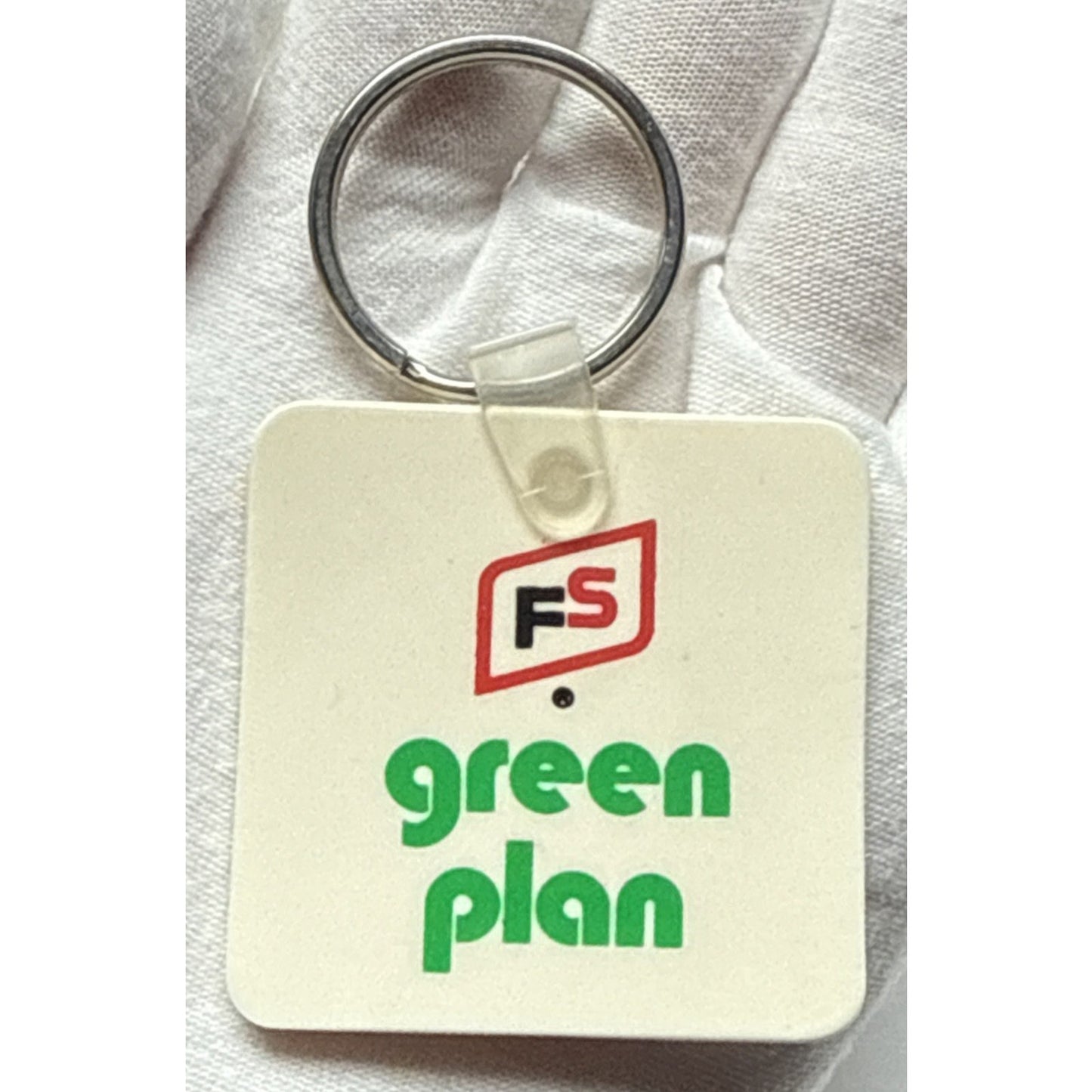Vintage FS Seed Company Green Plan Farming Keychain Key Ring Rubber Vinyl
