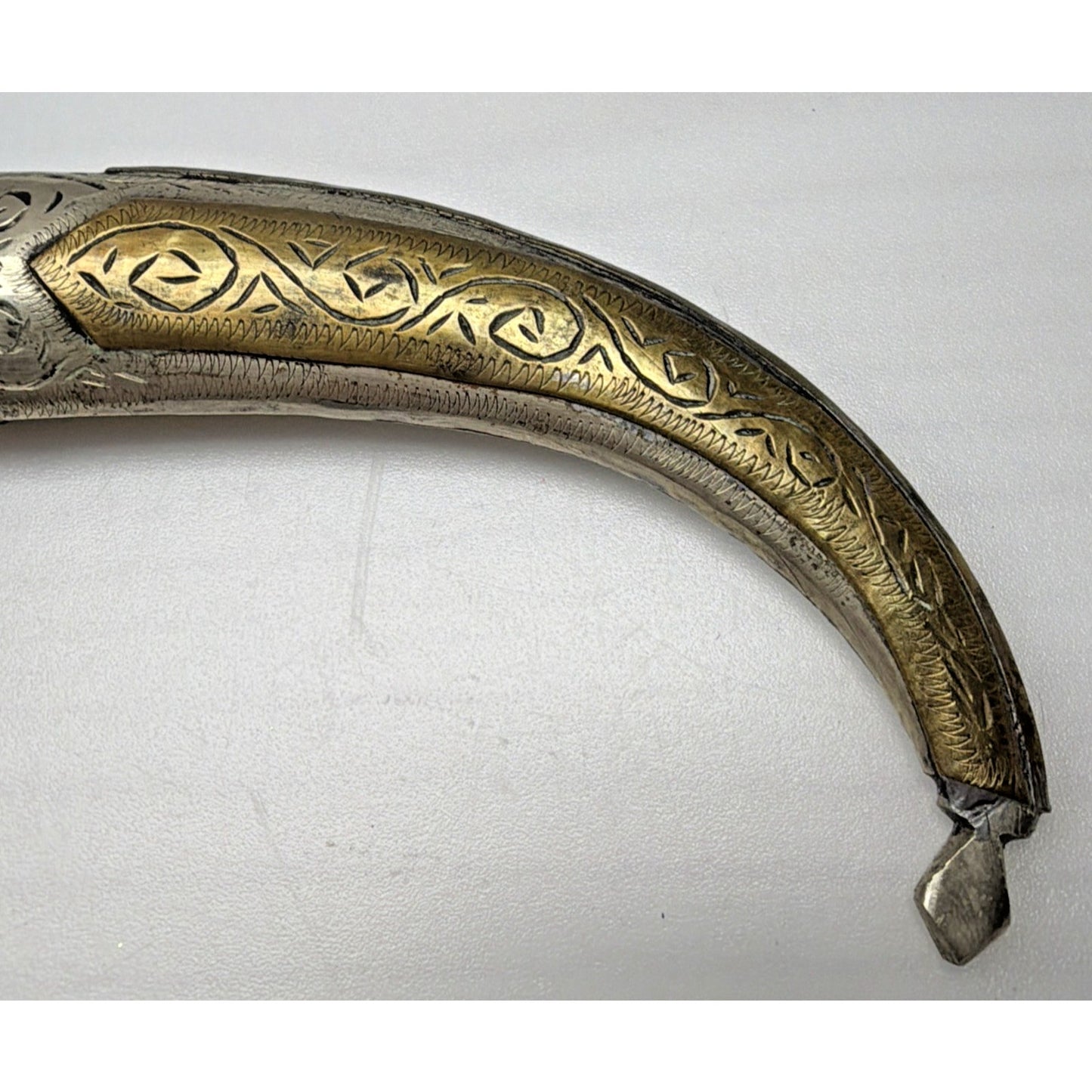 Old Moroccan Berber Islamic Dagger Sheath Only Silver Brass Inlay