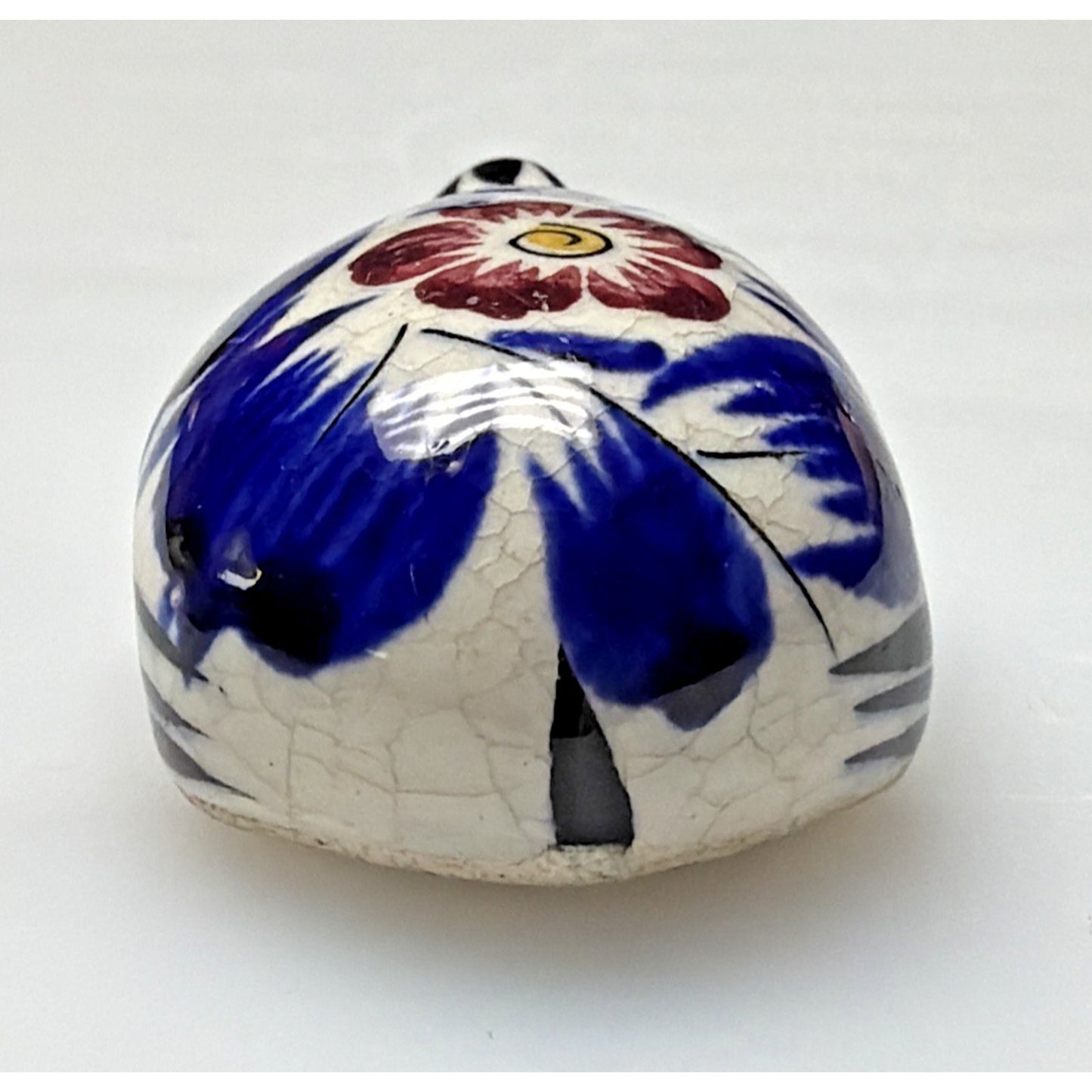 Vtg Mexican Tonala Pottery Mini Turtle Hand Painted Glazed Floral Signed As Is