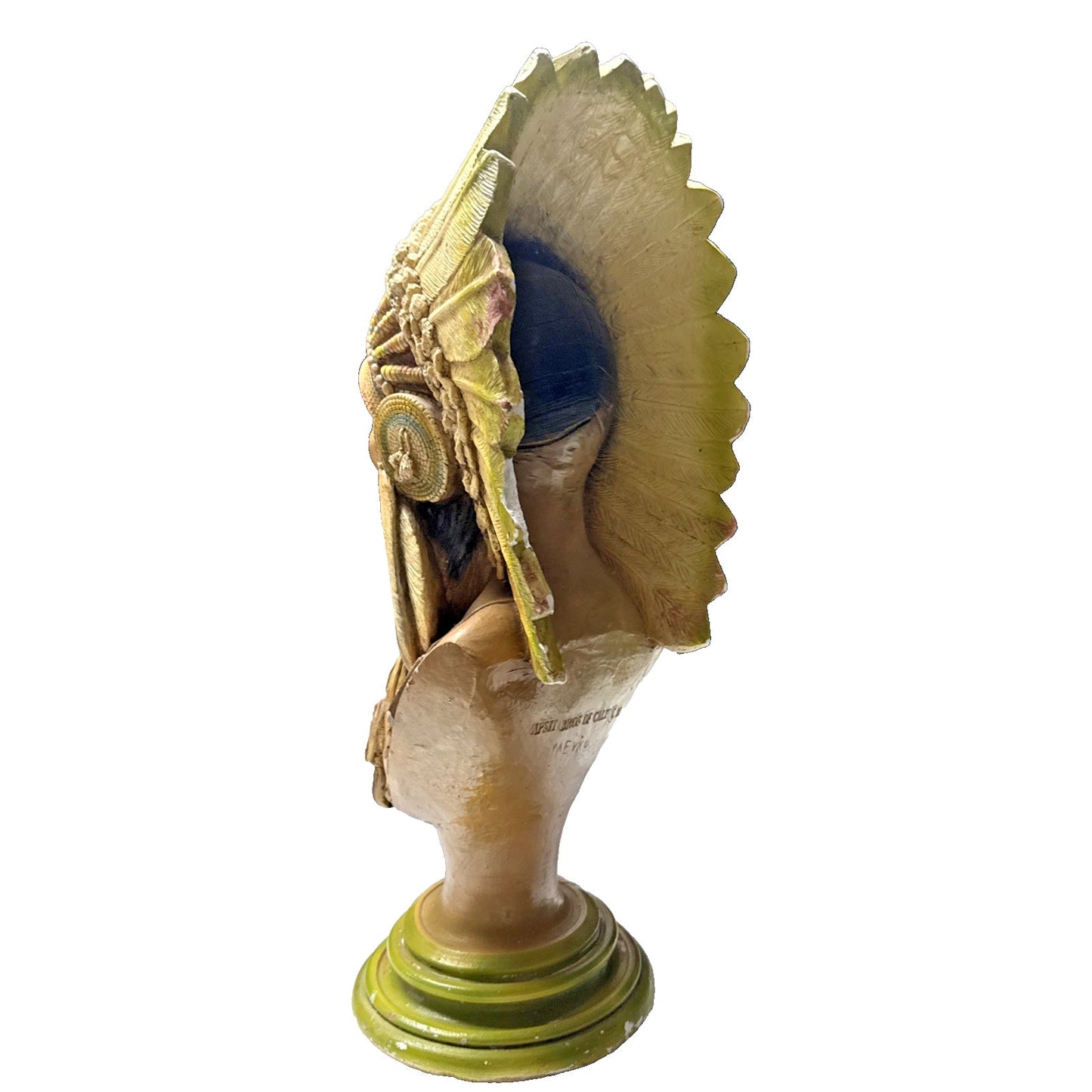 Vintage Apsit Bros of California Native American Indian Chief Bust Large As Is