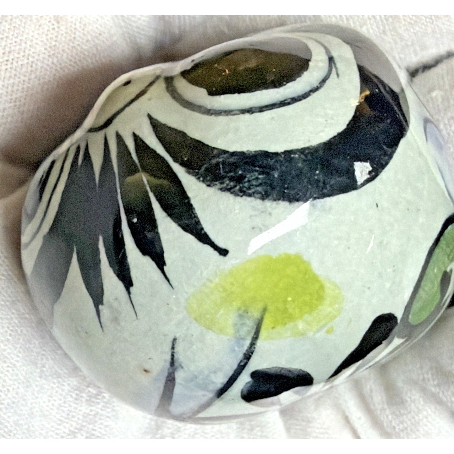 Vintage Mexican Tonala Pottery Owl Hand Painted Glazed Floral Signed As Is