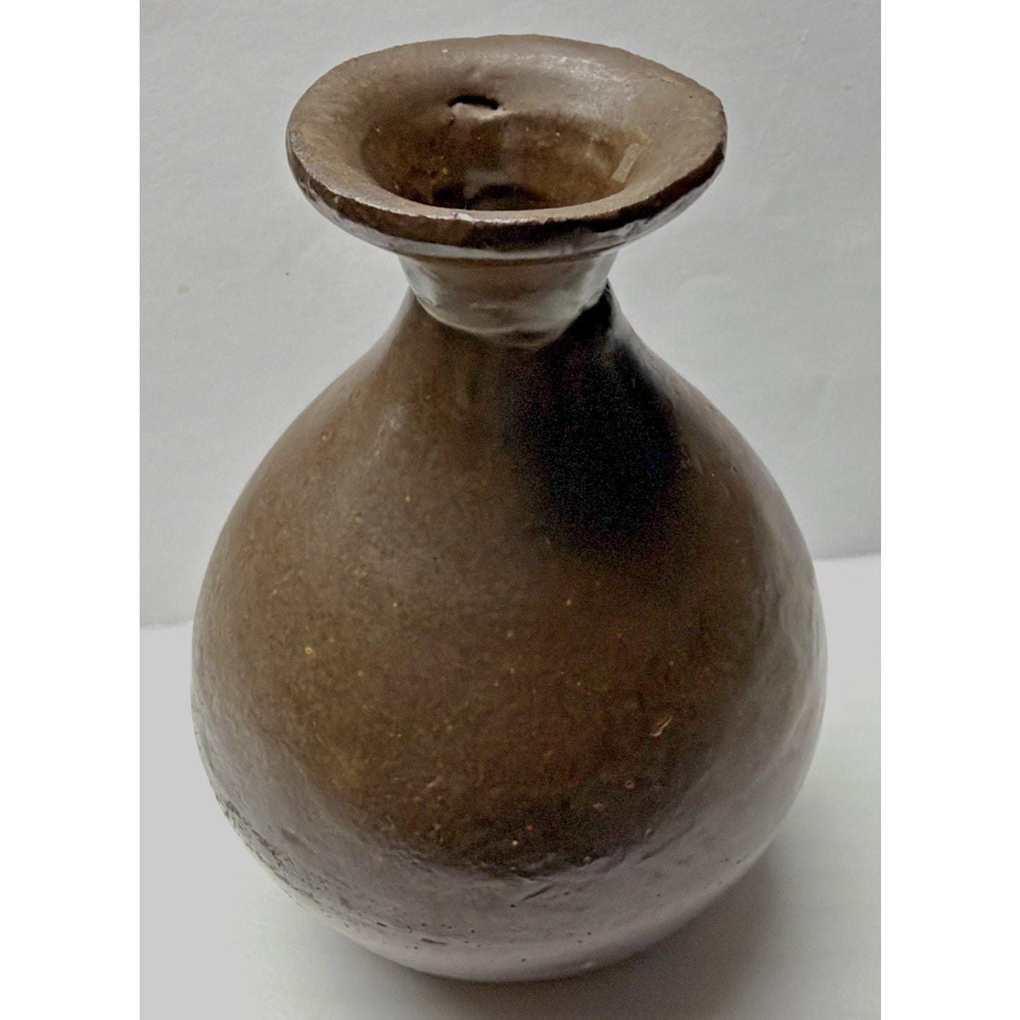 Antique Qing Dynasty Stoneware Rice Wine Dark Brown Glazed Jug Vase Bottle China
