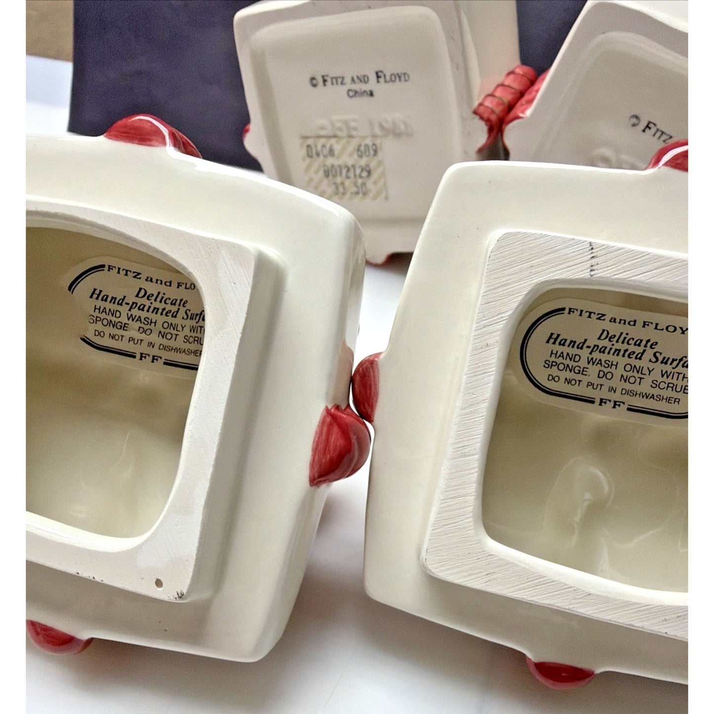 Vtg Set of 2 Fitz & Floyd Old World Santa Lid Box Gift Present Trinket Chrismas
