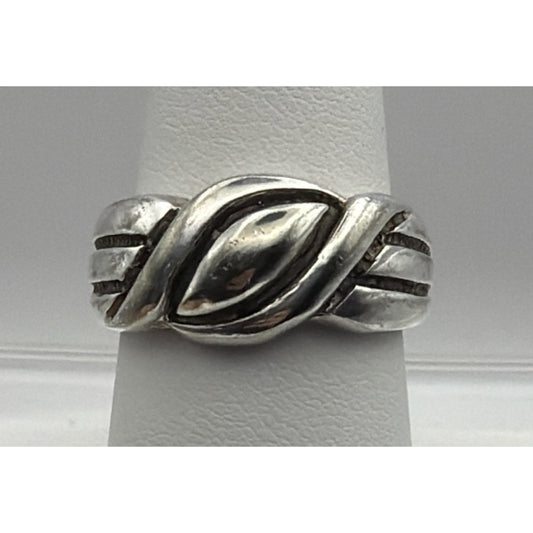 Vintage Sterling Silver Fluted Crossover Knot Ring Sz 8