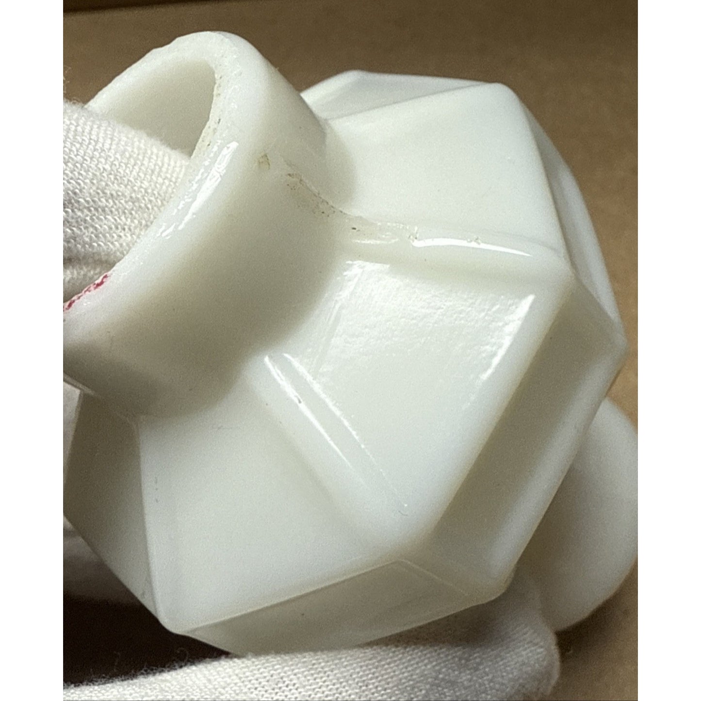 Antique Miniature Oil Lamp Mission Block Milk Glass As-Is