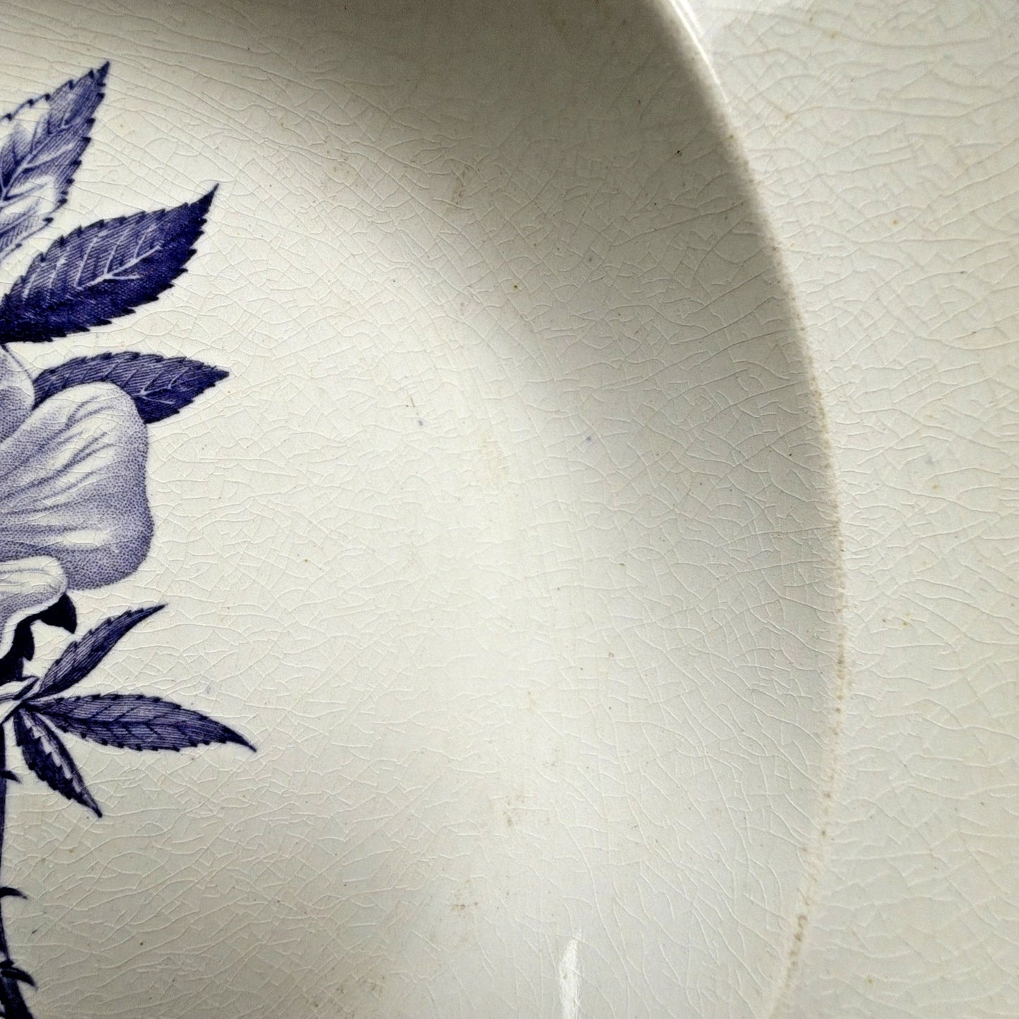 Antique Wedgwood Wild Rose Ironstone Blue Transferware Plate Bowl As Is
