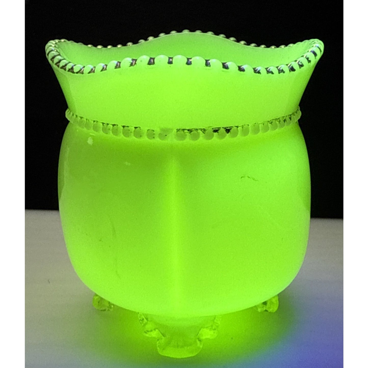EAPG Tarentum Glass Georgia Gem Opaque Custard Toothpick Matchstick Holder Bead