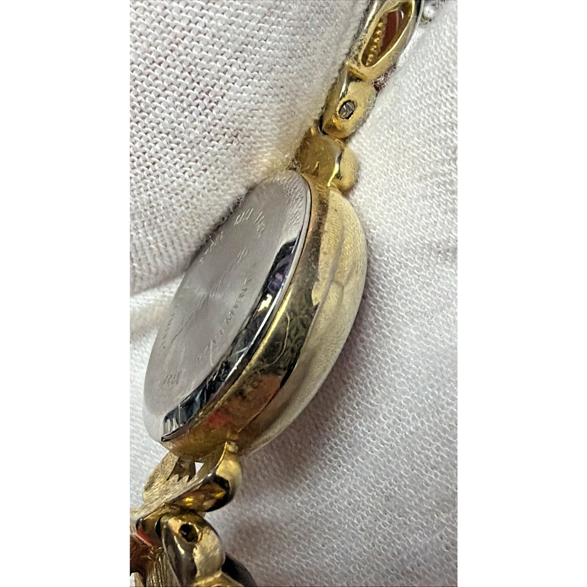 Vtg Lafayette Scarab Beetle Watch Bracelet Ladies MOP 22mm Sz 6.5