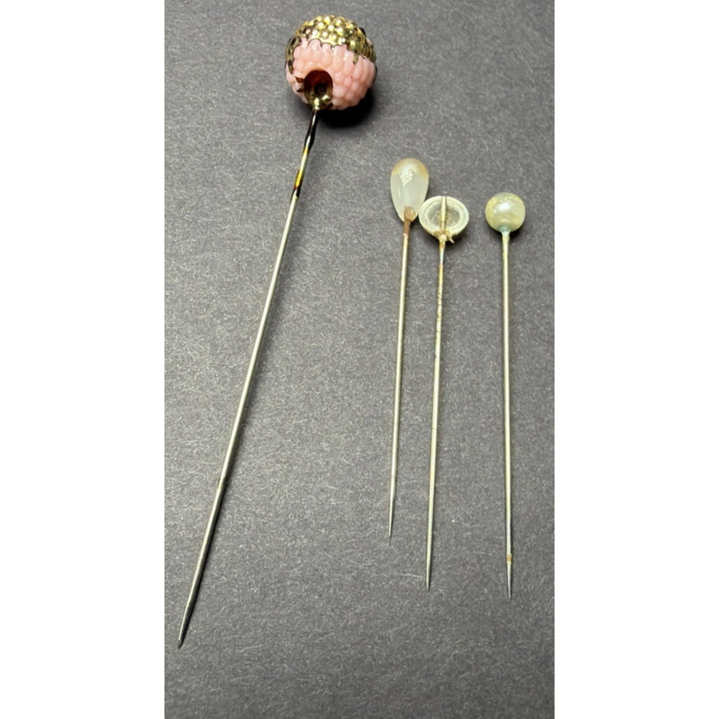 Victorian Shoe Sewing Cushion Hair Hat Pin Lot of 20 Glass Pearl Plastic As Is