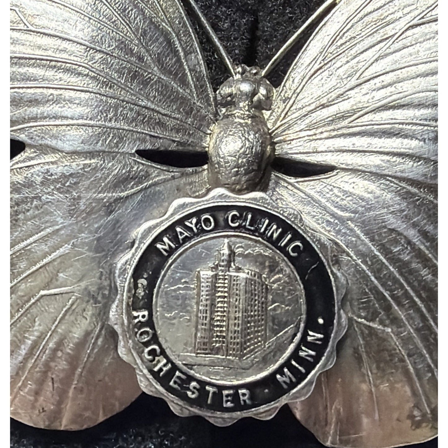 Vintage Sterling Silver Butterfly Brooch Pin Mayo Clinic Rochester MN Pat Pend