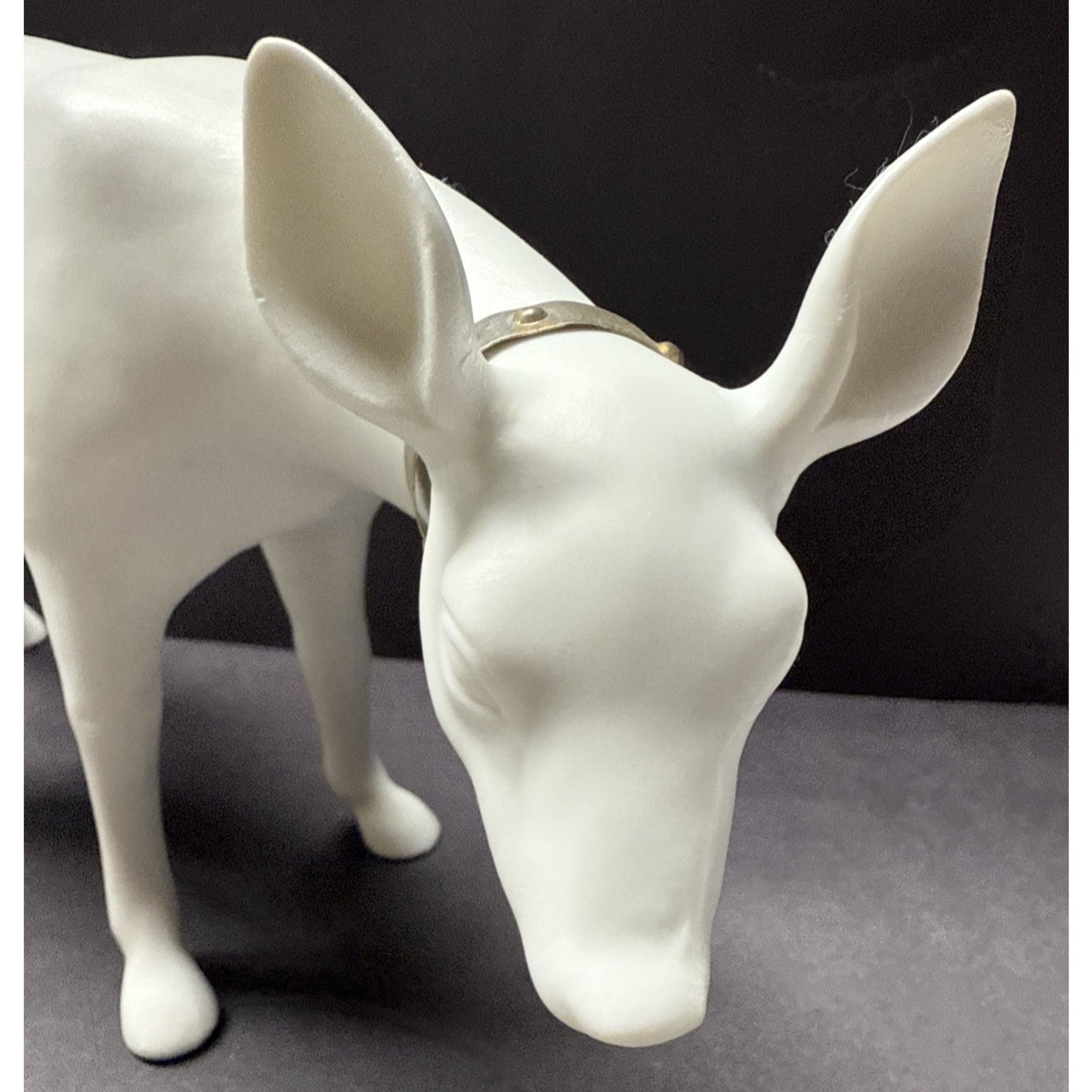 Vintage Dept 56 Snowy White Porcelain Doe Deer Sleigh Bell Statue