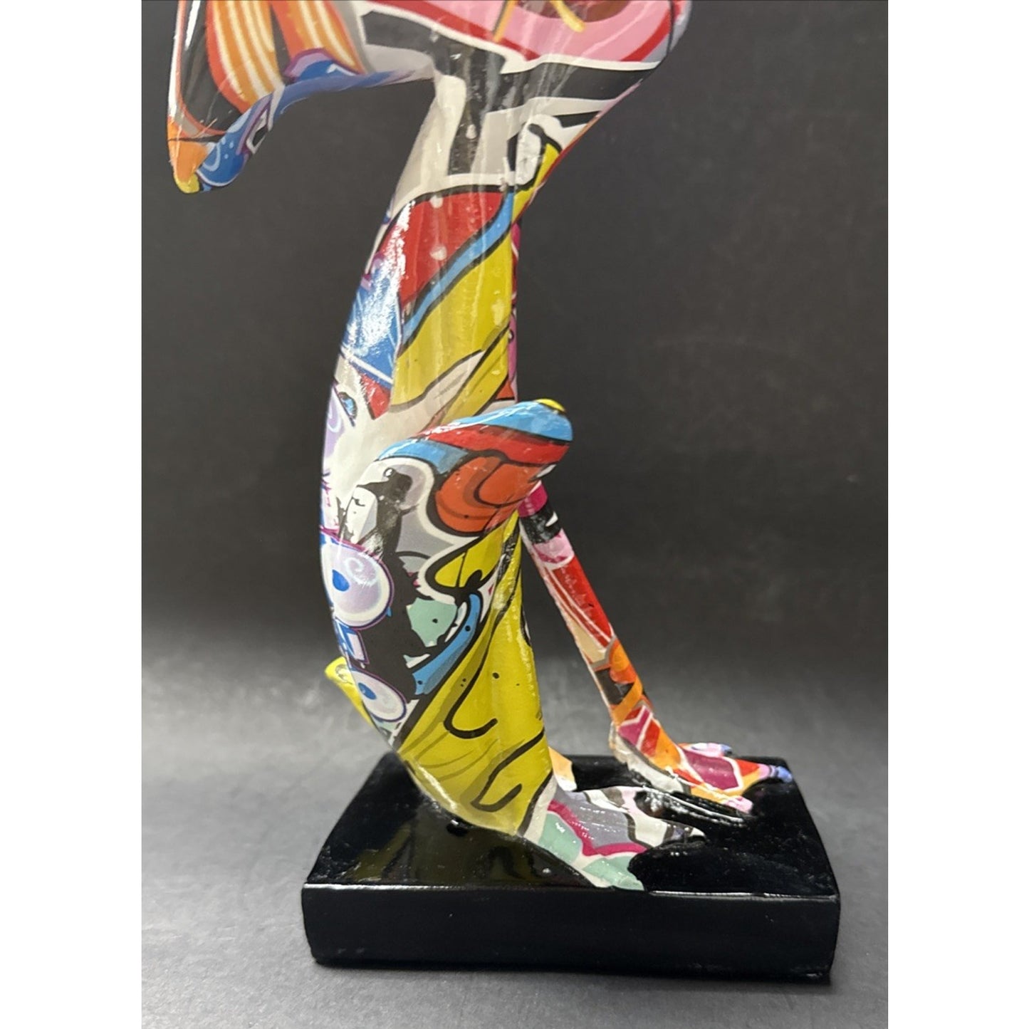 Flamingo Sculpture Graffiti Pop Art Colorful Statue Modern As Is