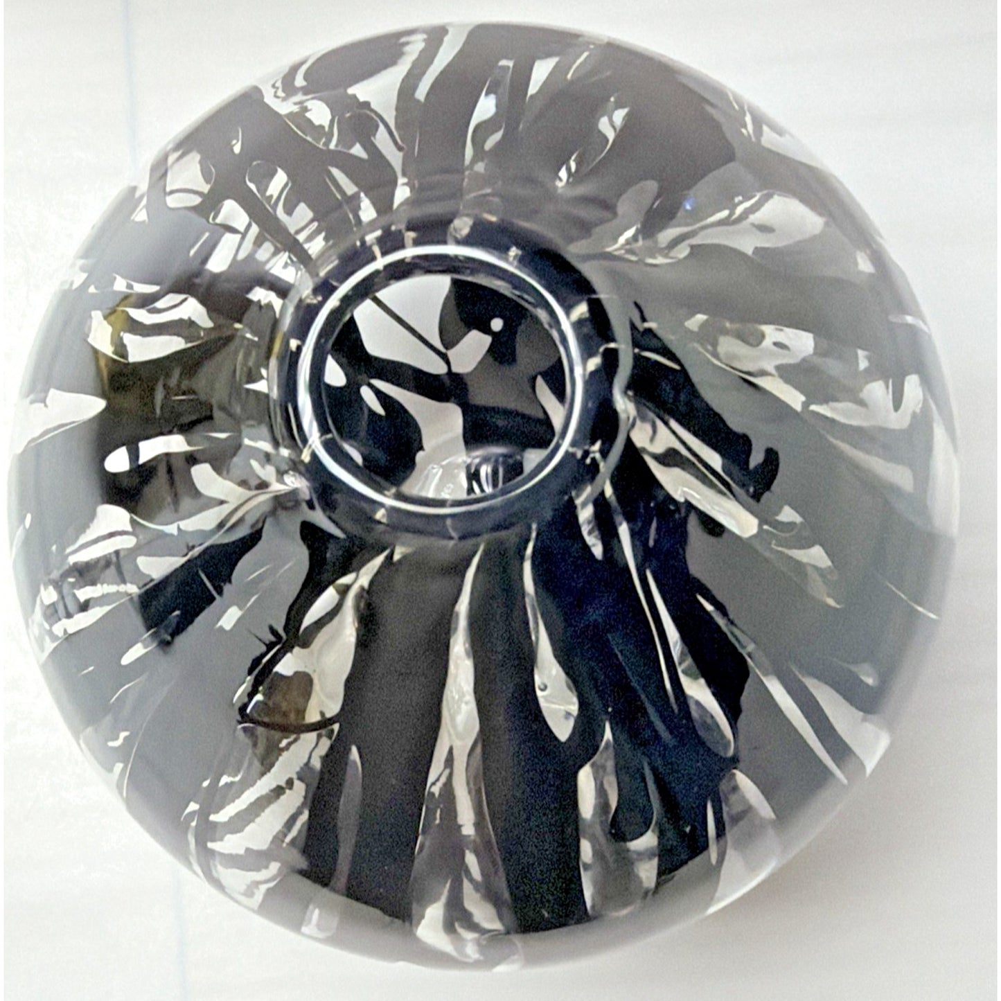 MCM Blown Art Glass Vase Black Drip Abstract Bulb Teardrop Onion