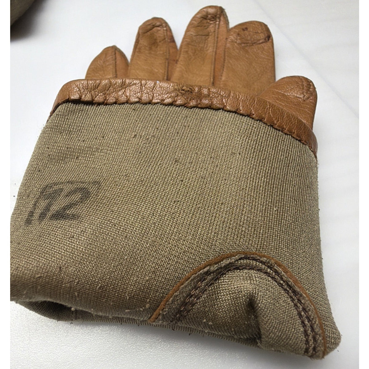 Vintage Womens Atkins Italy Caramel Leather Gloves Silk Lined As Is Sz 7.5 As Is