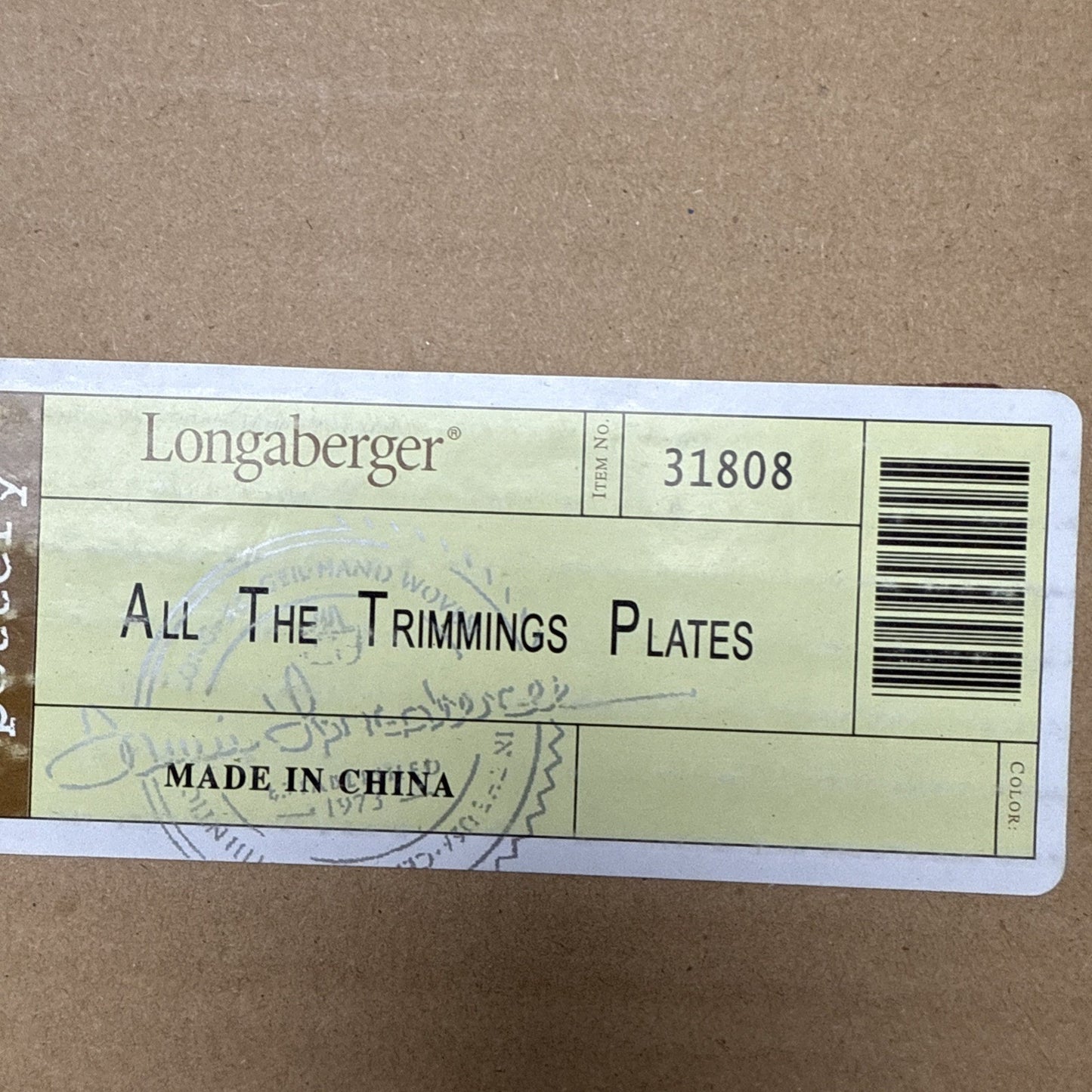 Longaberger Pottery 4 Pc Set All The Trimmings Holiday Plates 31808 Box New Open