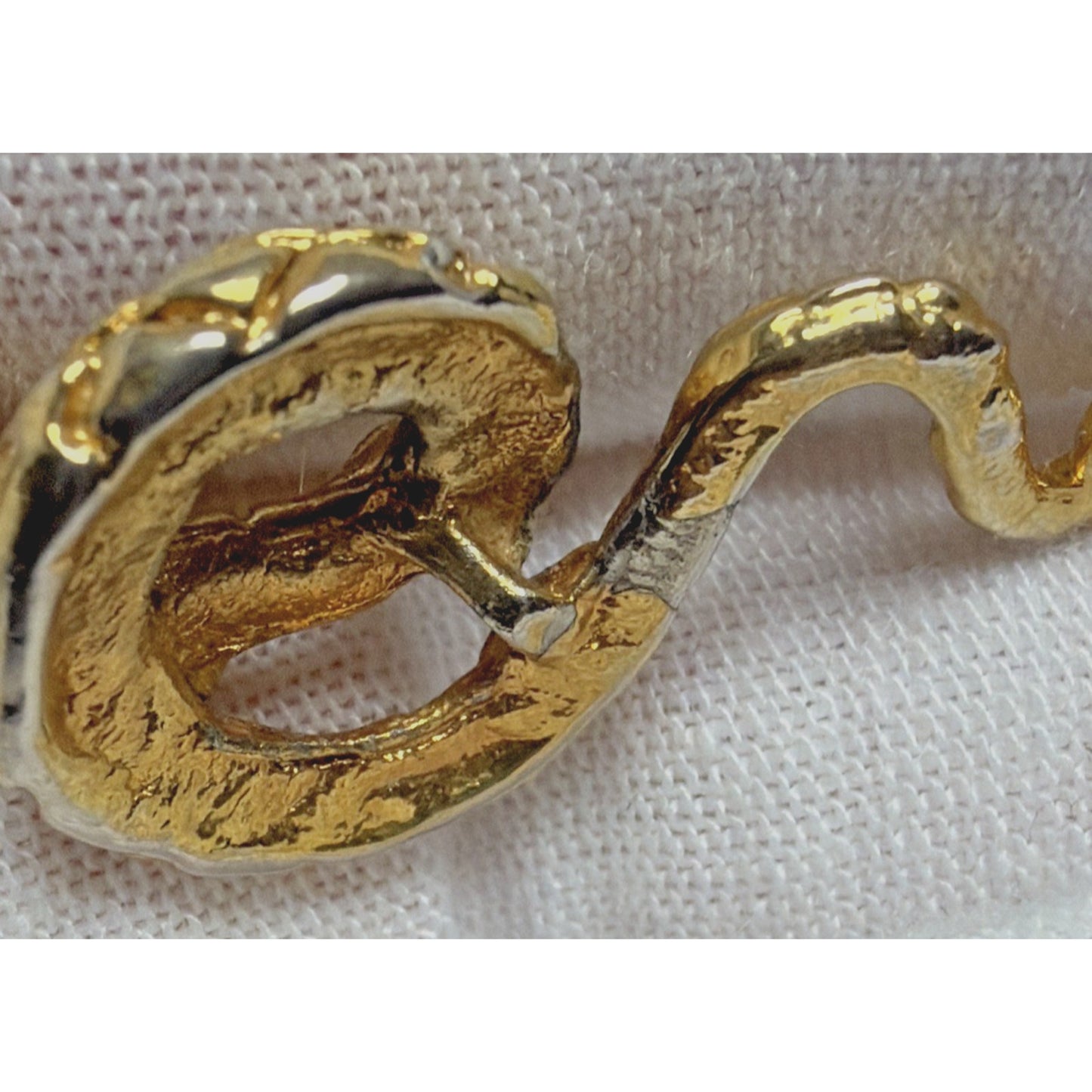 Vtg Coiled Snake Serpent Pendant Charm Open Mouth Ruby Eyes Gold Tone Infinity
