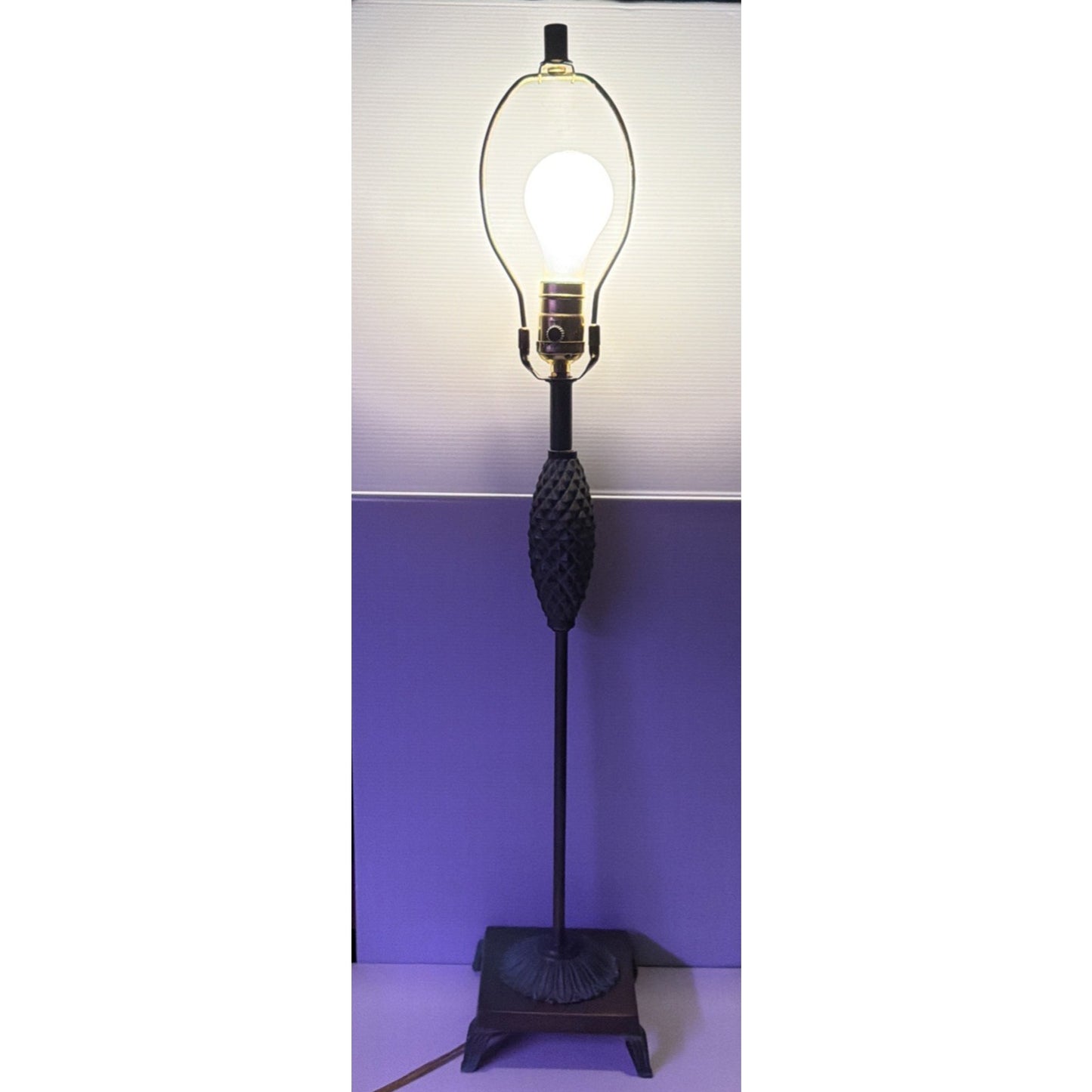 MCM Wescal Tall Cast Metal Bronze Lamp Pineapple Sculptural Footed Lily As Is