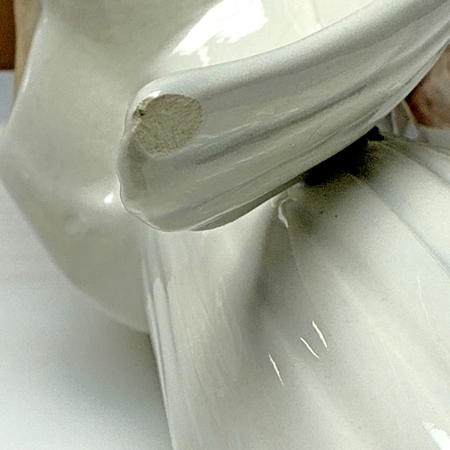 Vintage Atlantic Mold Ceramic Angel Playing Harp Hand Painted Glazed Large As Is