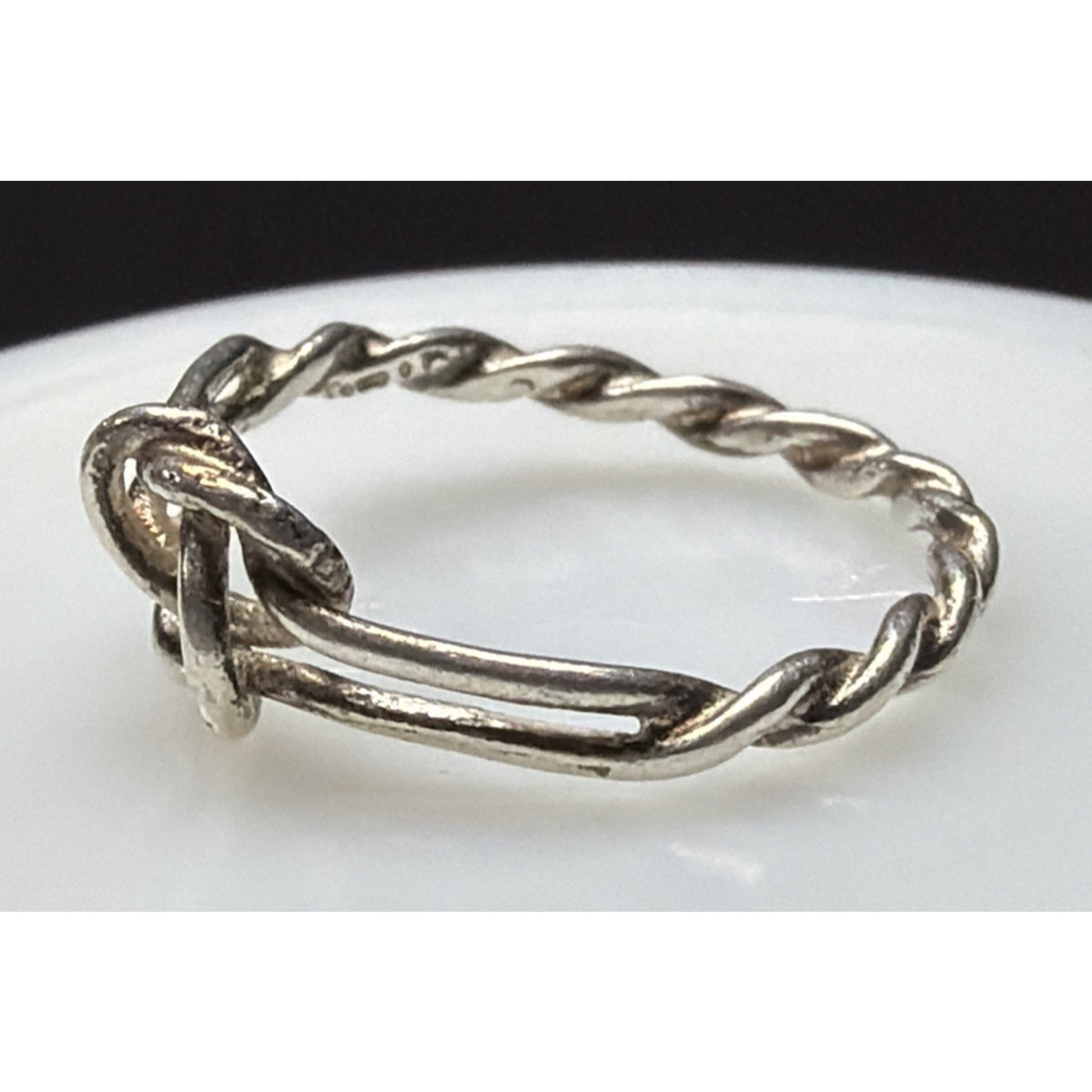 Antique 14k White Gold Twisted Rope Love Knot Ring Sz 4.5 As Is