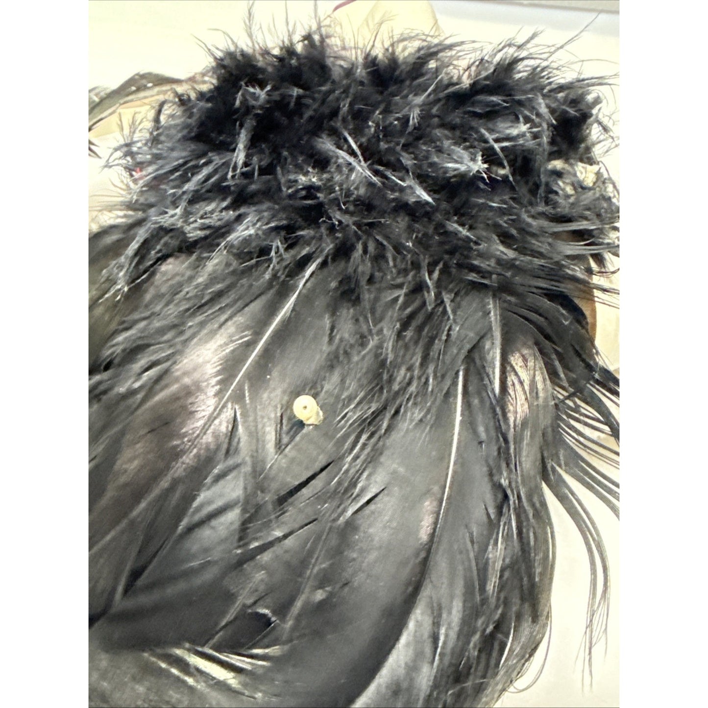 Unique Creations Ceramic Glazed Mask Feathers Pearl Signed Sticker 318/500 As-Is