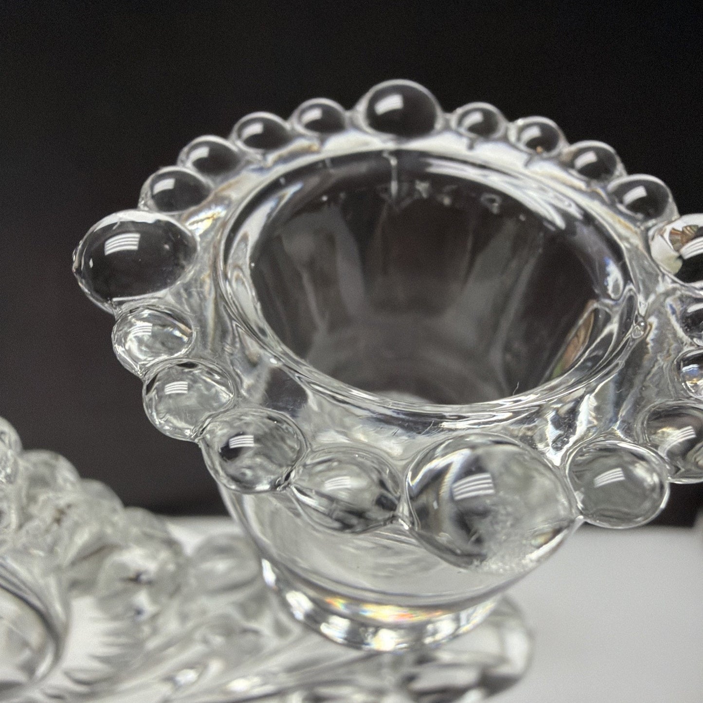 Vtg Lot of 2 Paden City Glass #555 Vermillion Mr B Candle Stick Holders Pillar