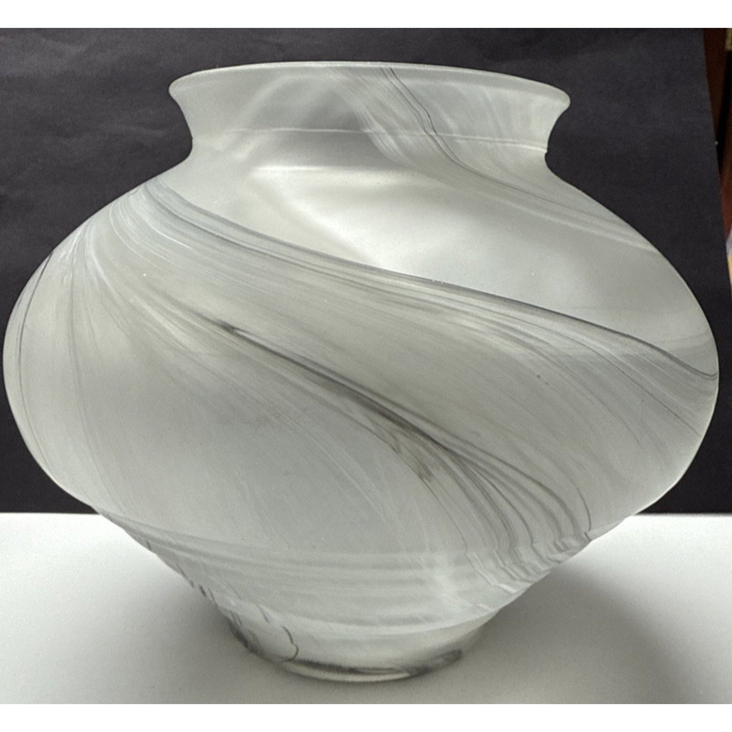 MCM Germany Marble Art Glass Ribbed Vase Smokey Rings Abstract Swirl As Is