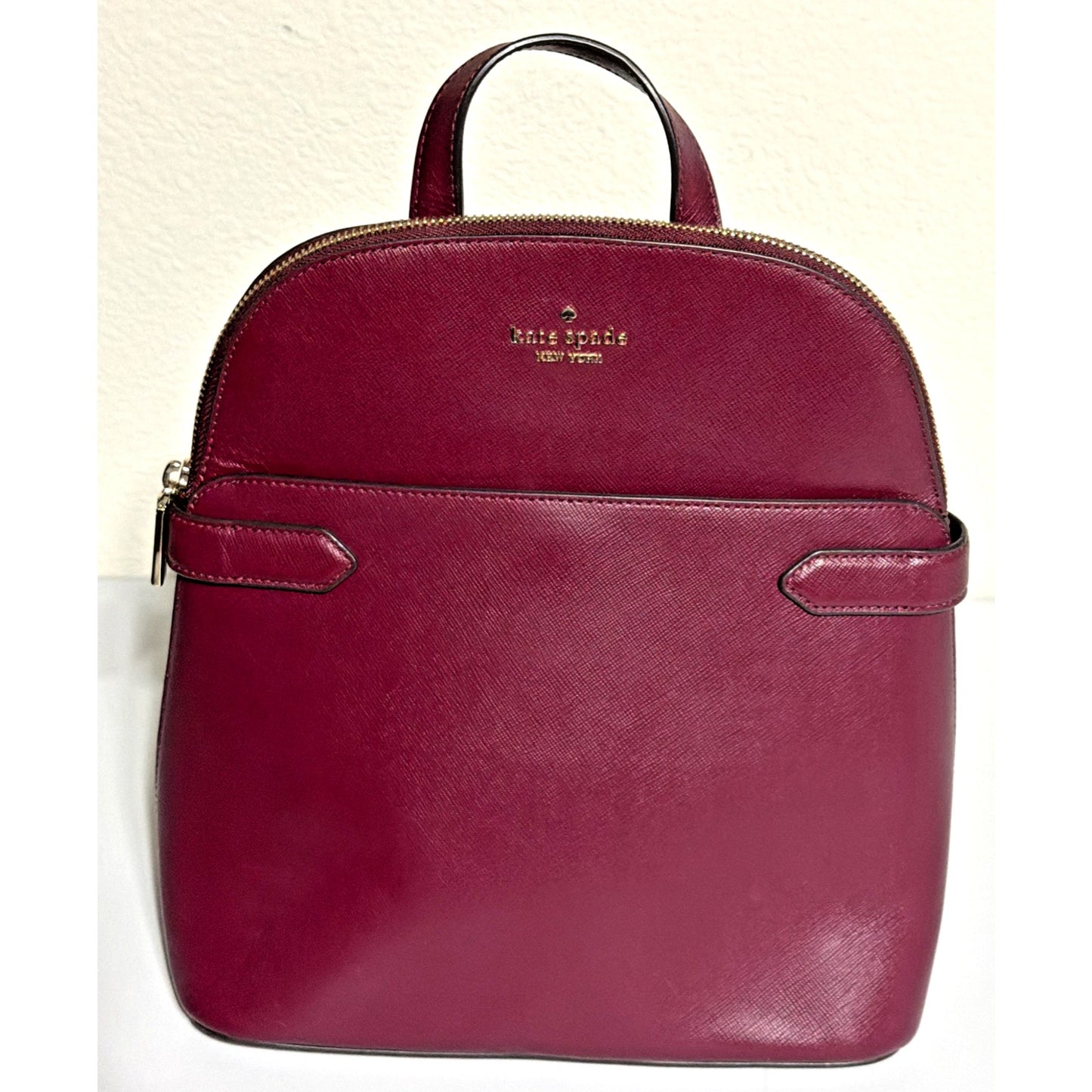 Kate Spade New York Staci Dome Saffiano Leather Backpack Burgundy
