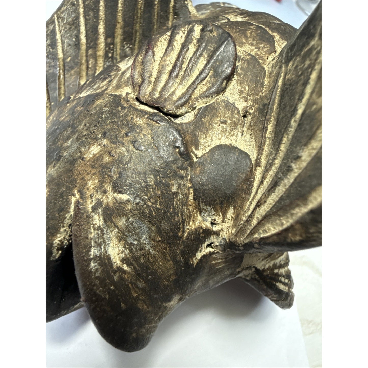 Vintage Asian Inspired Terra Cotta Clay Koi Carp Fish Sculpture Vase As Is