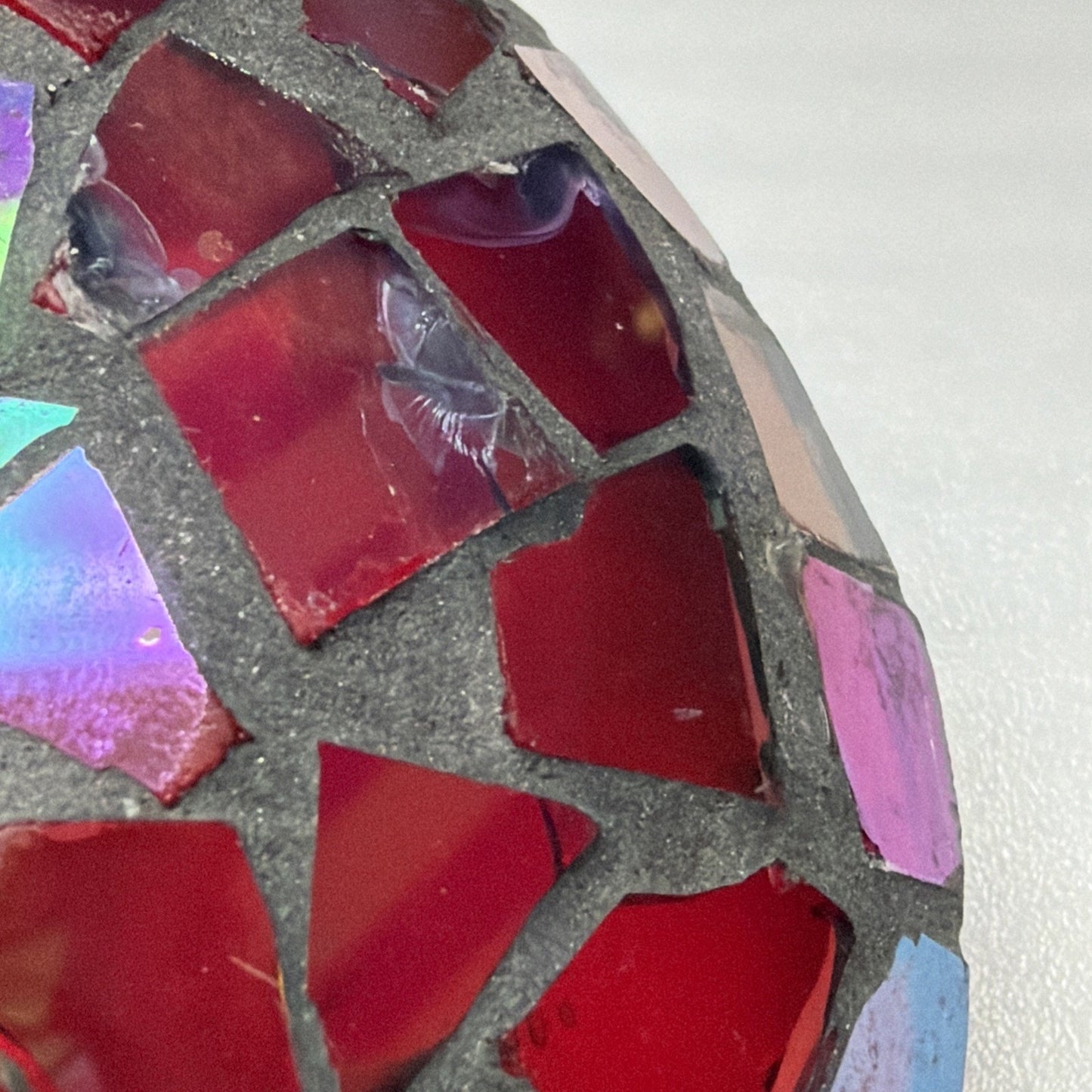 Vintage Mosaic Stained Glass Artisanal Heart Tile Paperweight Clear Bottom