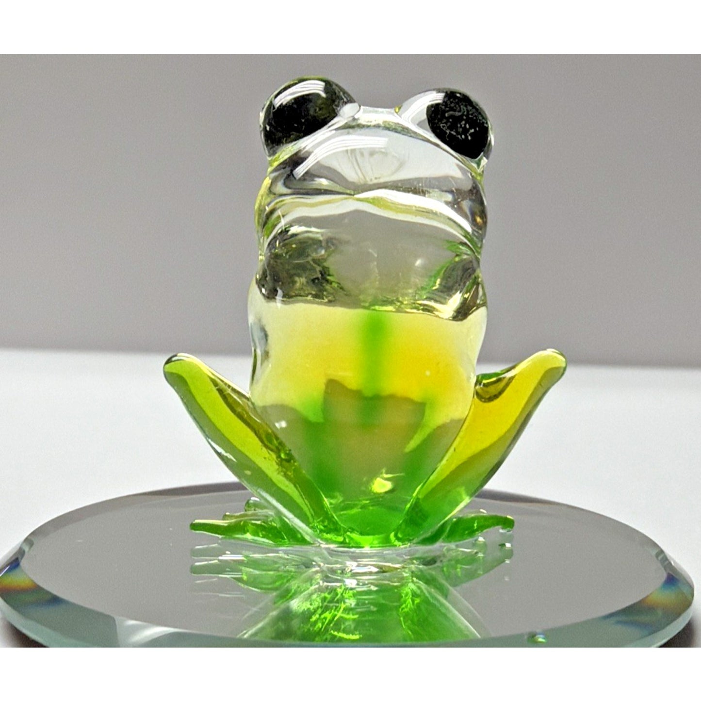 Vintage Glass Baron Green Frog On Mirror Smiling