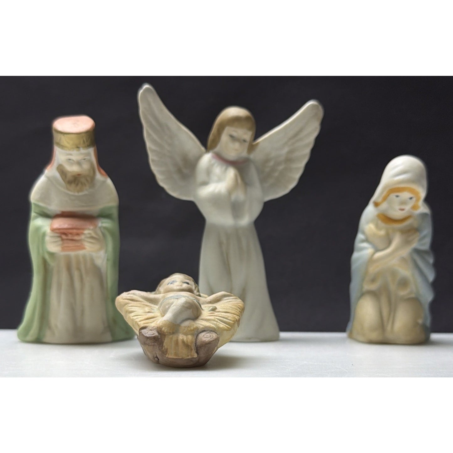 Vintage Lot of 11 Ceramic Porcelain Nativity Figurines Hand Painted As Is
