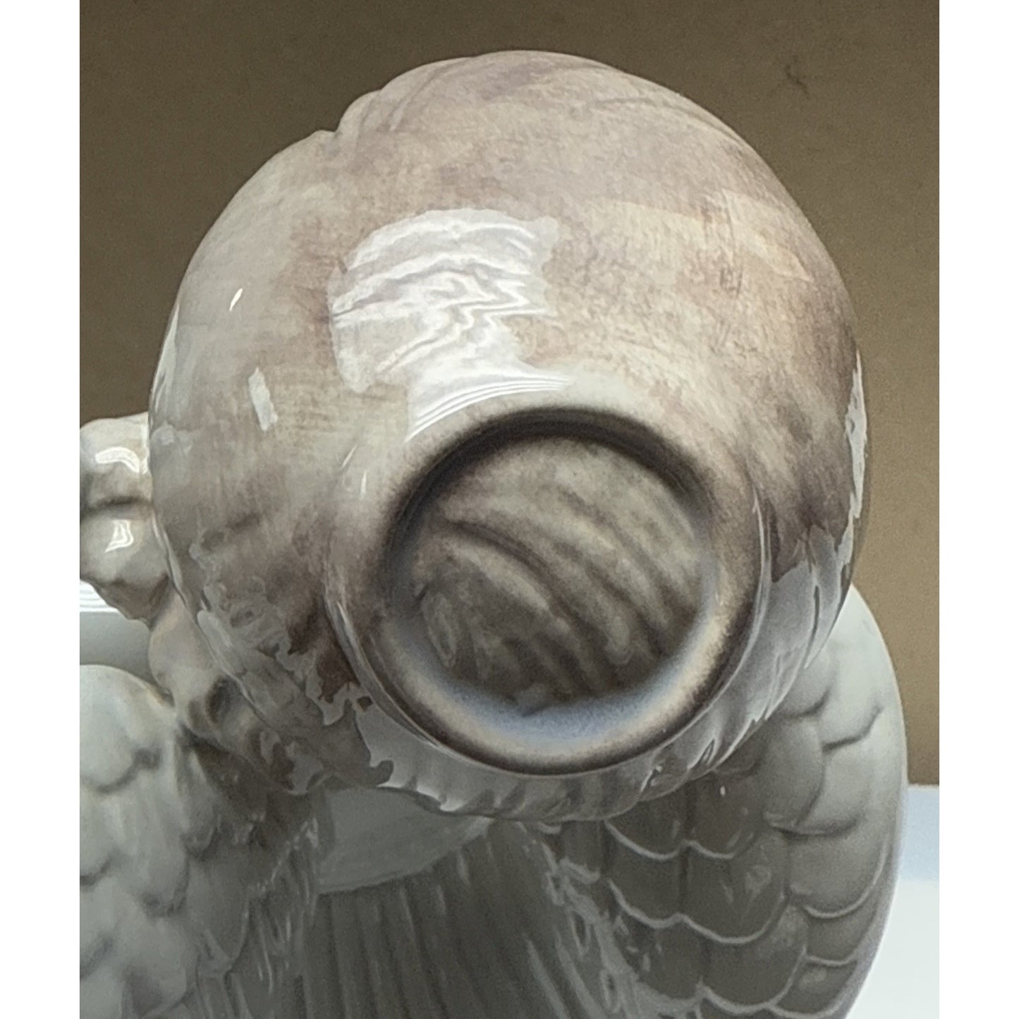 Vintage Atlantic Mold Ceramic Angel Playing Harp Hand Painted Glazed Large As Is