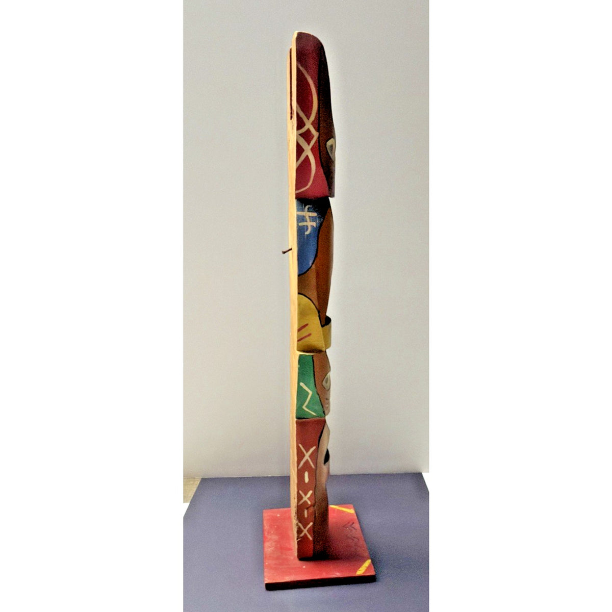 Old Hand Carved Painted Totem Pole Stacked Native Southwest As Is