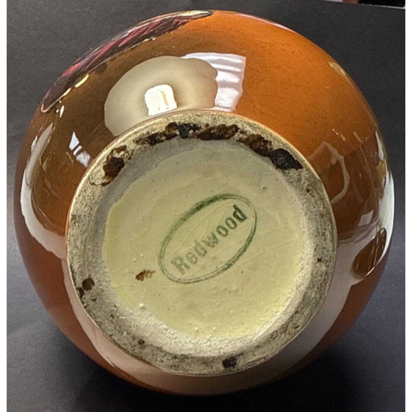 Old Redwood Pottery Glazed Colonial Amphora Vase Double Handle As Is