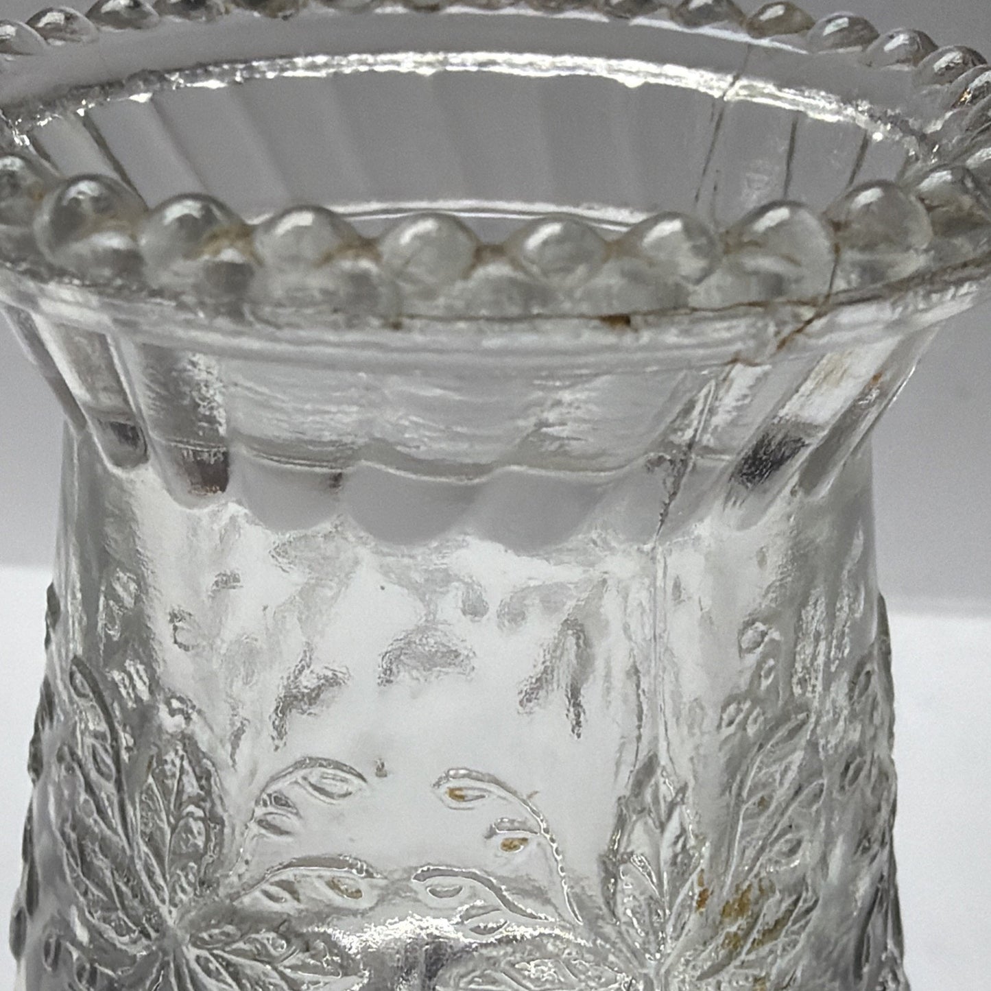 EAPG DC Jenkins Kokomo Glass Three Fruit Toothpick Match Stick Holder Glows