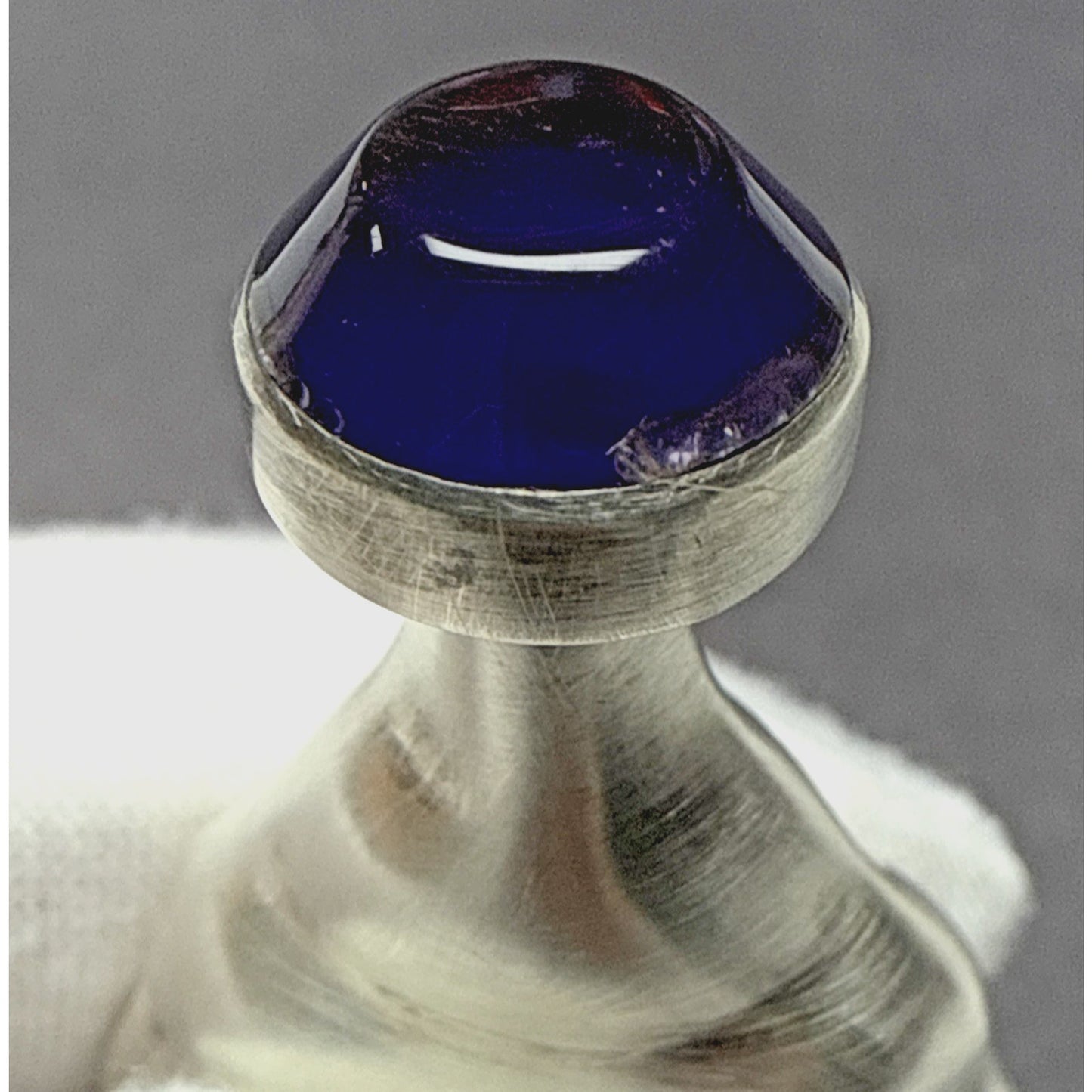 Taxco Sterling Silver TH-112 Mini Perfume Bottle Modern Blue Cabochon As Is
