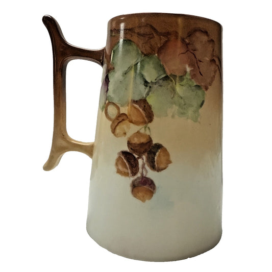 Antique Royal Bavaria Hand Painted Tankard Large Mug Signed Acorns Leaves