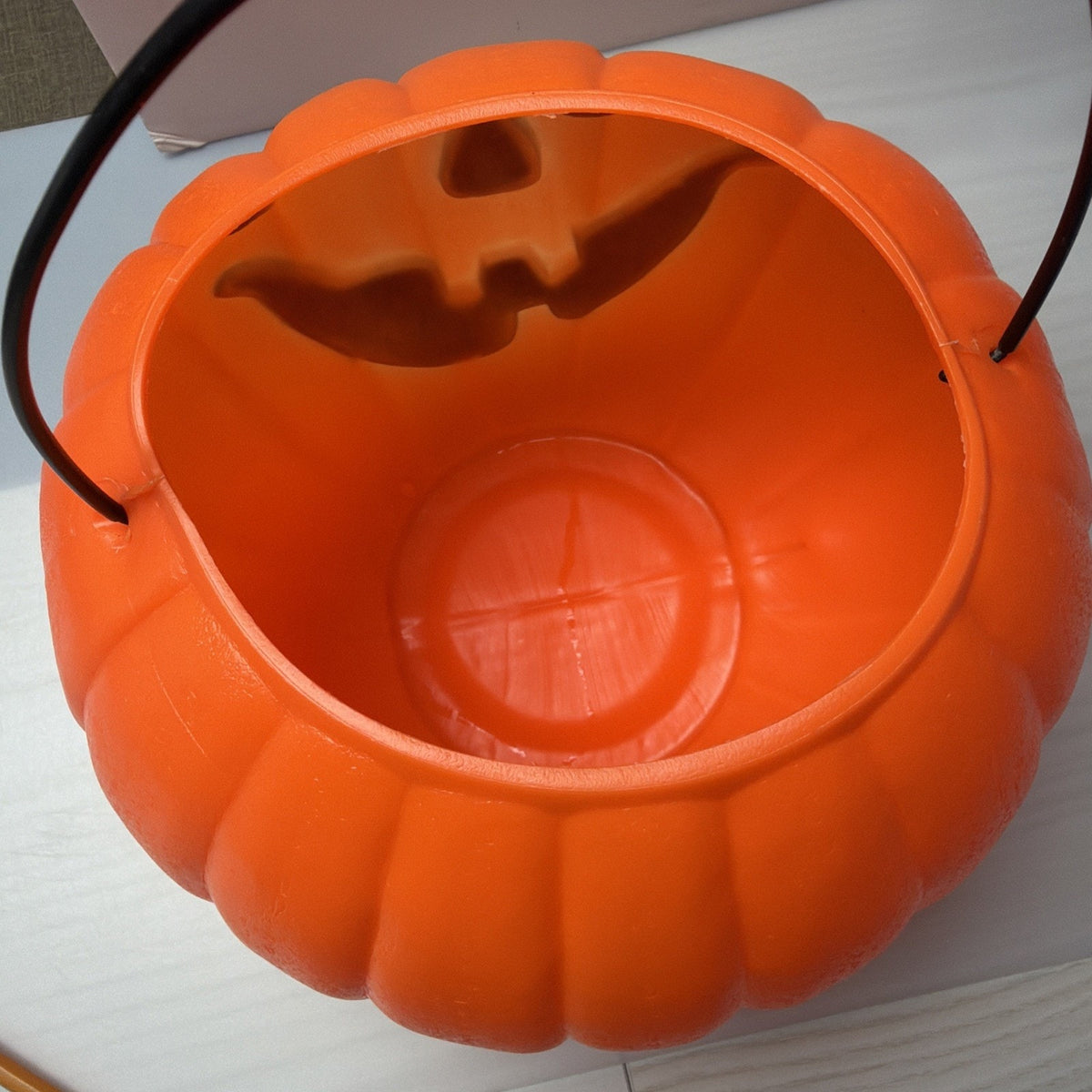 Vtg Union Products Halloween Blow Mold Pumpkin Jack O Lantern Candy Bucket Pail