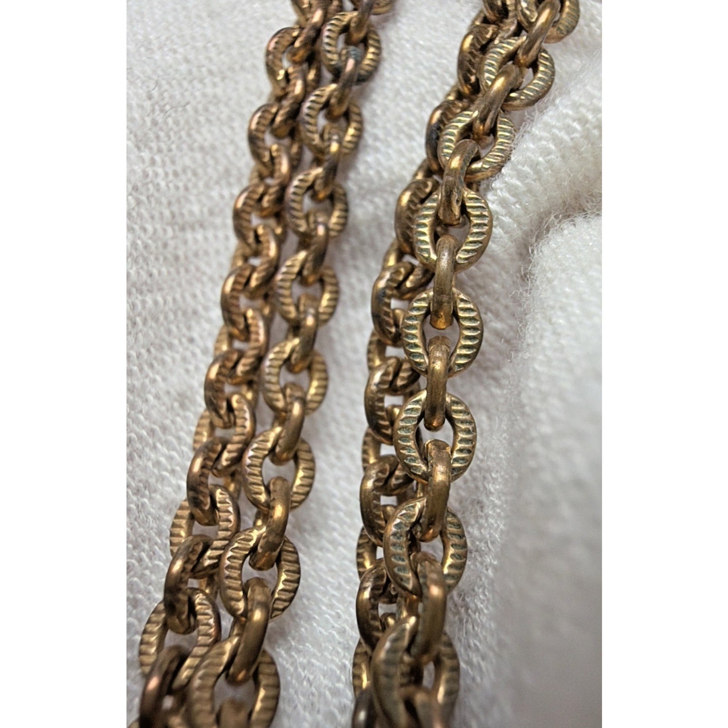 Victorian Edwardian Textured Links GF Chain Necklace As Is