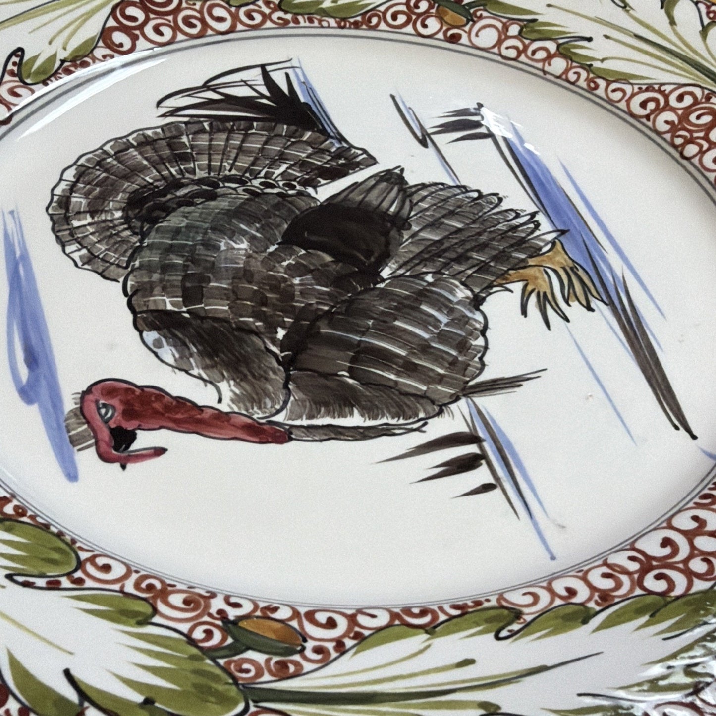 Vintage Mancioli Montelupo Majolica Pottery Turkey Plate Hand Painted